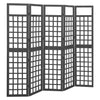 5-Panel Room Divider Trellis Solid Fir Wood Black 201.5x180 cm