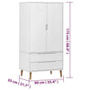 Vopese Wardrobe MOLDE White 90x55x175 Solid Wood Pine, Clothes Wardrobe, T6S9