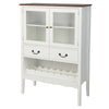 Wooden Sideboard Buffet Cabinet Storage Cabinet with 2 Glass Doors & 2 Drawers