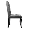 Grey Linen Kitchen Dining Chairs Meeting Room Chair with Curving Hard Wood Legs