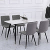 4x Dining Chairs Grey Linen Padded Seat Armless Leisure Kitchen Chair Metal Legs