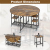 3-Piece Folding Dining Table Set Space-saving Console Table-Brown