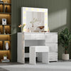 Vanity Dressing Table Set w/ LED Mirror High Gloss 4 Drawers Makeup Desk Bedroom