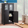 4-Door Bathroom Cabinet Freestanding Floor Storage Cabinet Home Organizer Black