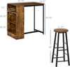 Rustic Brown Industrial Bar Table Set with 2 Stools & Storage Shelf 3-Piece