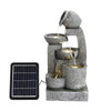 Solar Cascading Fountain Outdoor Garden Water Feature LED Stone Jug Statue Decor