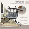 Double Seater Rattan Swing Chair Hanging Patio Seat Thick Cushion Metal Frame