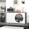 Modern Sideboard w/ Tempered Glass Door Kitchen Buffet Storage Cabinet w/3 Doors