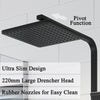 Bathroom Thermostatic Mixer Shower Set Square Black Twin Head Exposed Valve