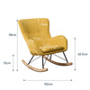 Solid Wood Rocking Chair Upholstered Linen/Velvet Fabric High Back Lounge Seat