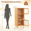 Small Corner Sideboard Storage Organizer Bamboo Cabinet-Natural