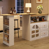 Rotating Sideboard Bar Table with Arched Glass Door, 2 Drawers 138-204x39x104cm