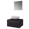 3 Piece Wall-mounted Bath Furniture Basin Cabinet Vanity Unit Mirror Black Q0L1