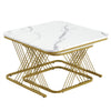 Nesting Coffee Table Set of 2 Square Stacking Side End Table with Metal Frame