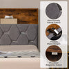 King Size Bed Frame Upholstered Platform Bed Slat Support W/ Storage Headboard