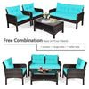 4 Pieces PE Rattan Patio Conversation Set Outdoor Rattan Furniture With Cushions