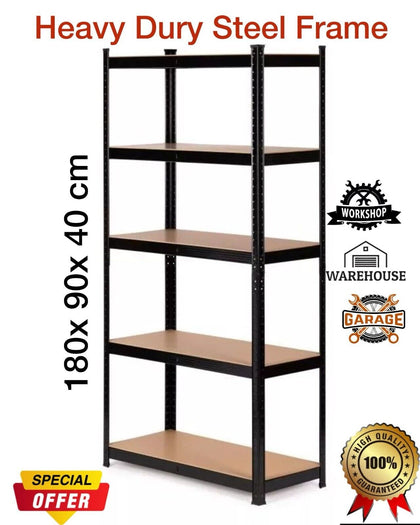 5 TIER GARAGE SHELVES SHELVING UNIT RACKING BOLTLESS HEAVY DUTY STORAGE SHELF