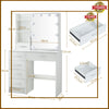 White Dressing Table With LED Lights Mirror 6 Shelves Stool Vanity Makeup Desk