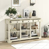 3-Tier Console Table Wooden Sofa Side Table W/ Storage Shelves-White