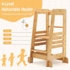 Bamboo Kids Standing Tower Step Stool w/Height Adjustable Platform-Natural