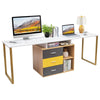 Computer Desk for Two Person 2 in 1 Double Writing Study Workstation 3 Drawers