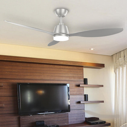 3 Blades 52inch Ceiling Fan Light 6 Speed Timer Remote Control Chandelier Silver
