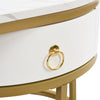 Marble Effects Coffee Table 2-Tier Chic Cocktail Accent Table w/ Storage Drawer