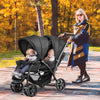 Double Seat Baby Stroller Folding Infant Pushchair with Adjustable Handlebar