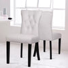 2× PU Leather Padded Dining Chairs Tufted Button Back Wooden Legs Home Office