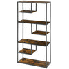 Industrial Ladder Shelf, 6 Tier Bookshelf, Display Rack for Living Room Brown