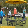 8 person Round Picnic Table Bench Set Outdoor Circular Picnic Table W/4 Benches