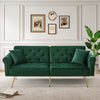 Modern Sofa Bed 2 Seater Click Clack Settee Recliner Couch with Metal Legs Green