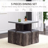 Compact Dining Table and 4 Ottoman Chairs Set Space Saving Storage Kitchen Grey