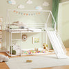 190 x 90 cm Low Bunk Bed Frame House Bunk Bed with Slide-White