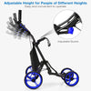 GYMAX Golf Push Pull Cart Lightweight Folding 4 Wheels Golf Push Cart Blue