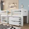 Kids Children's Bed Cabin Bed Mid Sleeper with Drawers Storage Bed Frame White