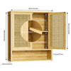Bathroom Wall Cabinet Bamboo Medicine Cabinet 2 Rattan Doors for Kitchen Hallway