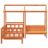 Day Bed Set with Roof Wax Brown 90x200 Solid Wood Pine Z5K8