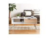 White Coffee Table with Storage Living Room Table with Drawer & Open Shelving