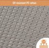Rattan Garden Furniture Set Patio 6-seater L-shape Sofa w/ Cushions Table Khaki