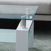 Rectangle Glass Coffee Table Modern Living Room Furniture Shelf White Black Wood
