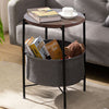 End Table with Fabric Storage Basket Side Tables Small Bedside Table Nightstand