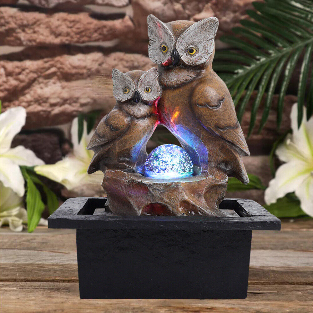 Garden Water Feature Fountain LED Lights Indoor Outdoor Statue Electric Powered