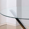 Modern 90cm Clear Glass Round Dining Table w/Chrome Cross Legs Kitchen Furniture