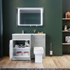 Bathroom Vanity Unit Sink Grey Cabinet Left Hand Basin Storage with WC Toilet