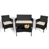 4PCS Rattan Sofa Set Garden Furniture Patio Weaving Wicker Armchair+Table Black