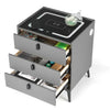 LED Bedside Table Wireless Charging Side Cabinet Nightstand with 3 Drawers Gray