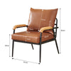Modern 1 Seater Brown Faux Leather Sofa Armchair Couch Living Room Metal Legs