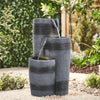 Solar Powered LED Water Feature Fountain Outdoor 3 Tier Barrel Garden Ornament