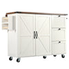 Rolling Kitchen Island Trolley Serving Cart Cabinet w/ 3 Drawers & Storage Doors